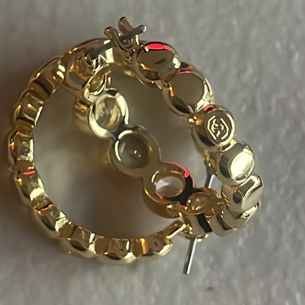 Swarovski Elegant S925 18k Large Bazel Circle Earrings Classic Fashion Hoop Box - Picture 7 of 17